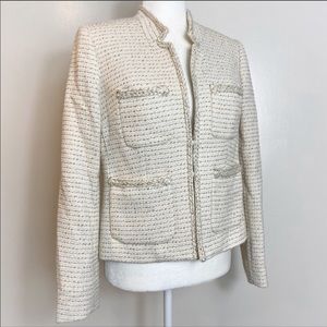 J. Crew Wool Blend Cream Metallic Sparkle Blazer